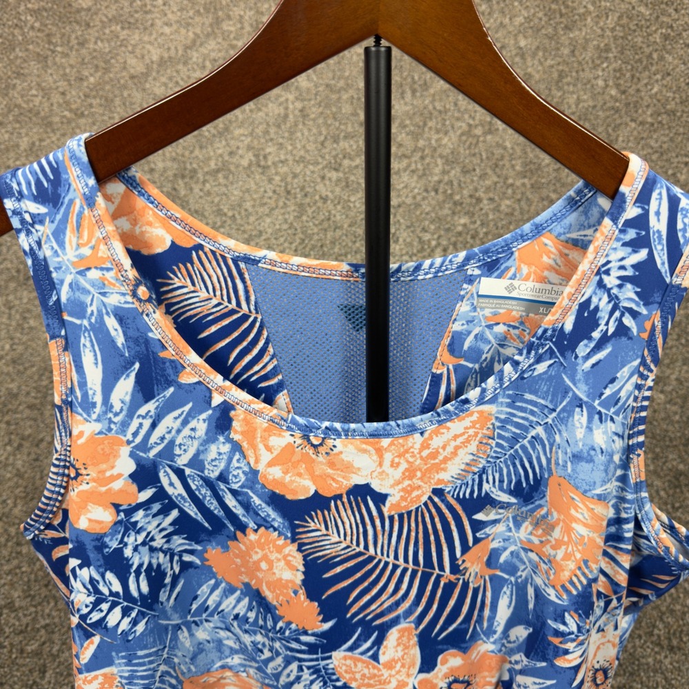 Columbia PFG Freezer III Dress Womens XL Blue Orange Tropical Floral Sleeveless - Picture 5 of 8